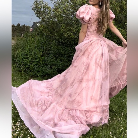 JessaKae RARE Ballerina Dress Silk Princess Gown with Ballerinas Pattern - Picture 9 of 16